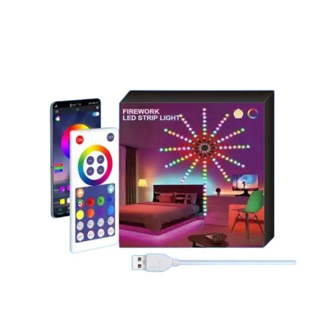 Tira de Luz Tuya PST-FW120 WiFi Estilo Fuegos Artificiales 120 LED RGB-IC DC5V/2A 6W 120 Luces-1