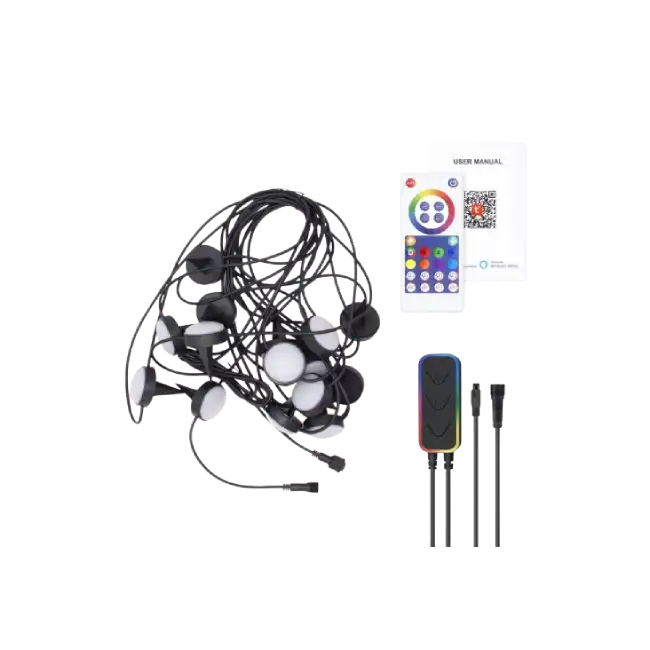 Luces de Exterior Tuya PST-GL15 WiFi RGB-IC LED DC12V/2A 12W 10 Metros 15 Luces A Prueba de Agua IP67