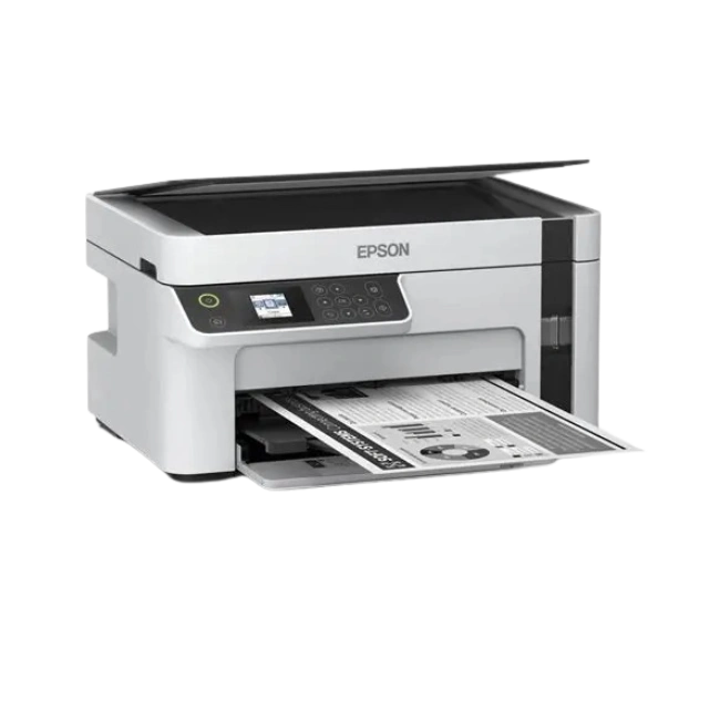 Epson - EcoTank M2120 - Multifuncional Monocromatica - Impresion 32ppm hasta A4 oficio - Copia 31cpm A4 Carta - Escaner 1200x1200 - Bandeja 150 hojas - LCD 1.4" a color - USB, WiFi, WiFi Direct - Ciclo maximo 15,000pag - 2 años con registro