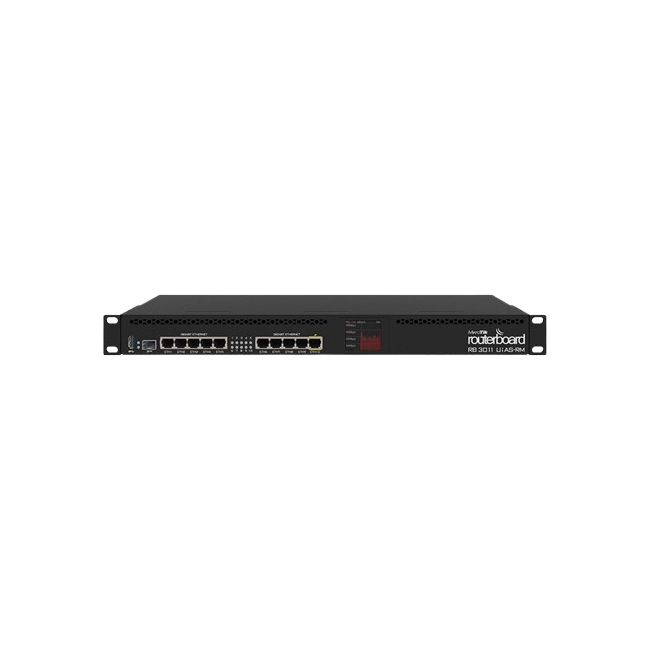 1U PARA MONTAJE EN RACK 10 X GIGABIT ETHERNET SFP USB 3.0 LCD SALIDA POE 1 PUERTO CPU 2 X 1.4GHZ 1GB RAM ROUTER OS L5 MIKROTIK