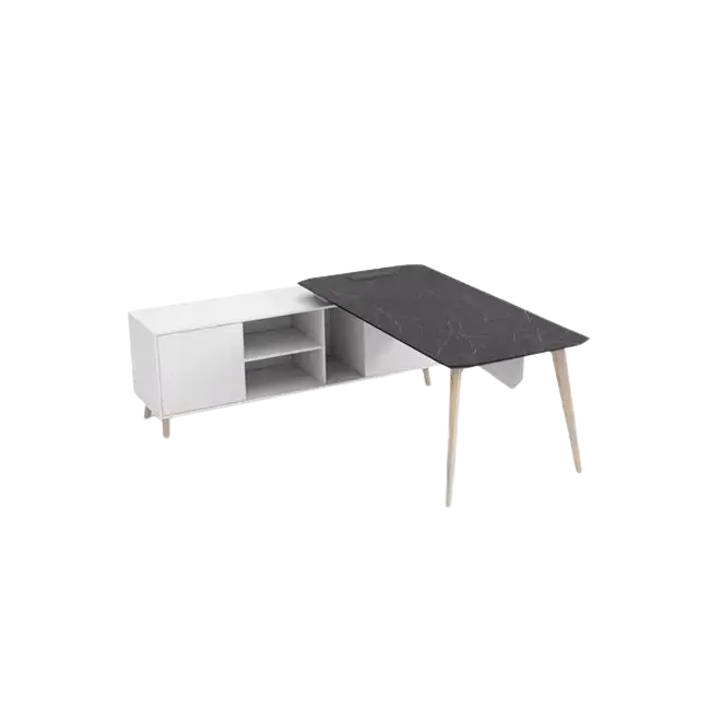 Escritorio Ejecutivo Reco BT-C01 Gabinete Izquierdo Color Blanco con Negro-2