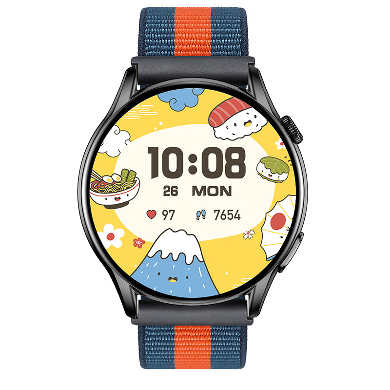 Reloj T7 Negro + Pulsera velcro azul naranja-11