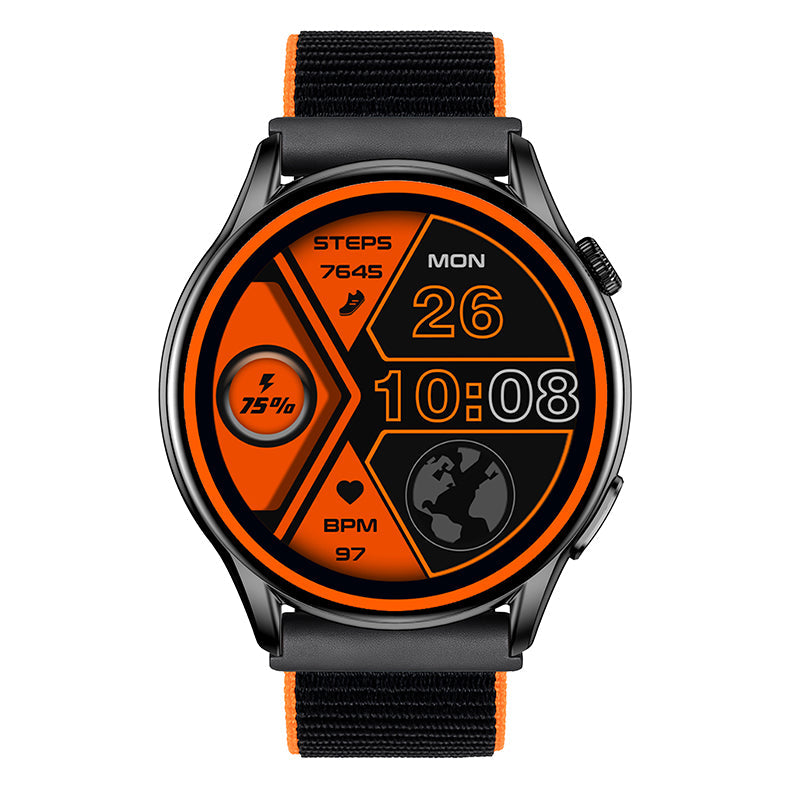 Reloj T7 Negro + Pulsera velcro negro con orilla naranja-1