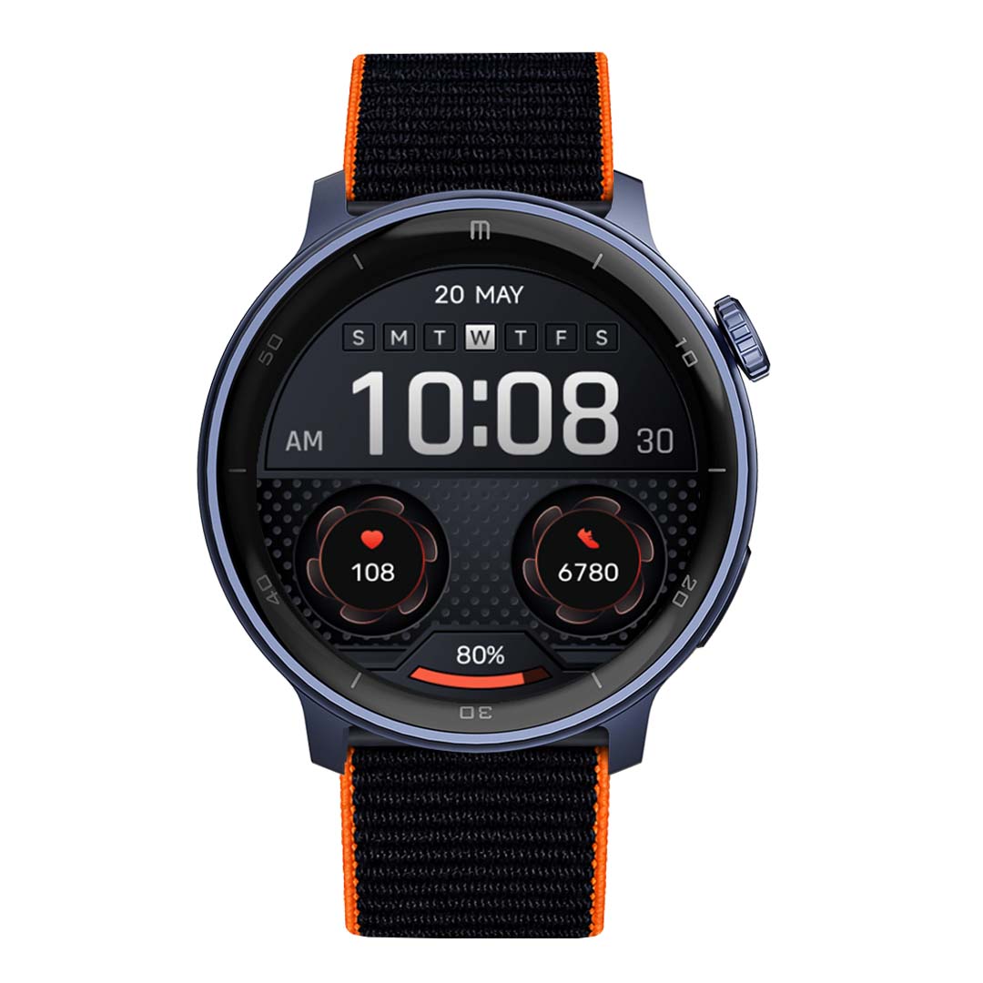 RELOJ T8 AZUL + PULSERA VELCRO NEGRO CON ORILLA NARANJA