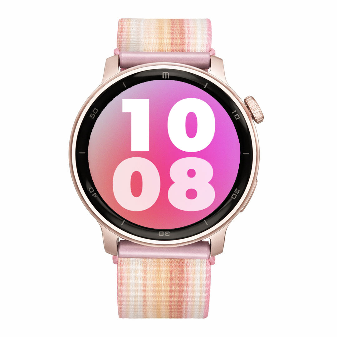 Reloj T8 Rosa + Pulsera velcro rosa tonos claros blancos-1