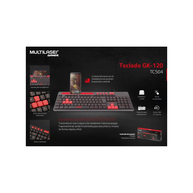 Teclado Alambrico Multi TC504 con soporte para Smartphone