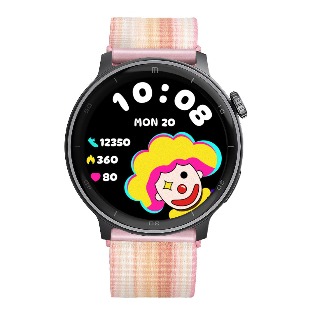 RELOJ T8 NEGRO + PULSERA VELCRO ROSA TONOS CLAROS BLANCOS