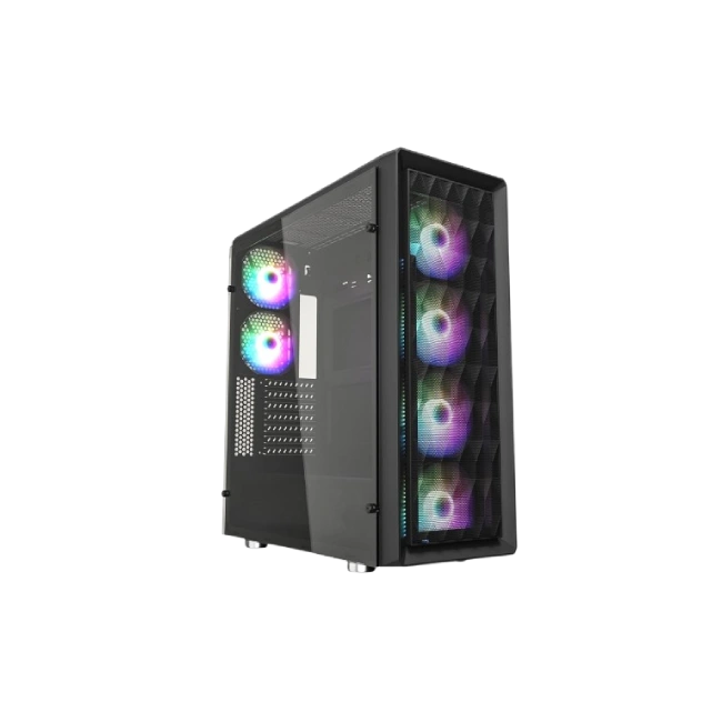 CASE VETROO MESH 6 MEDIA TORRE CON 6 VENTILADORES COLOR NEGRO