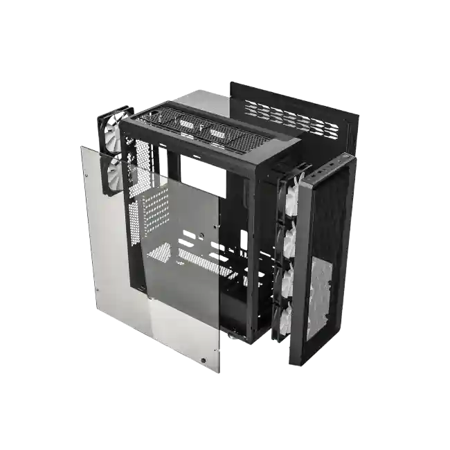 CASE VETROO MESH 6 MEDIA TORRE CON 6 VENTILADORES COLOR NEGRO-2
