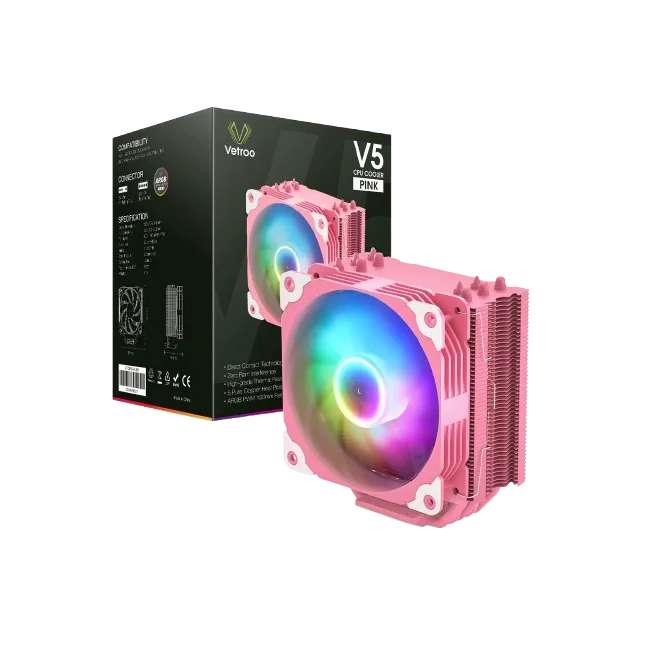 VENTILADOR PARA PROCESADOR VETROO SAKURA SA120 ARGB 120MM COLOR ROSADO-2