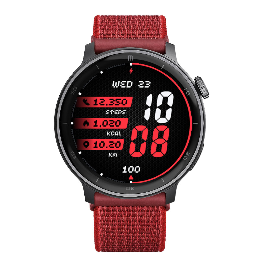 RELOJ T8 NEGRO + PULSERA VELCRO ROJO-1