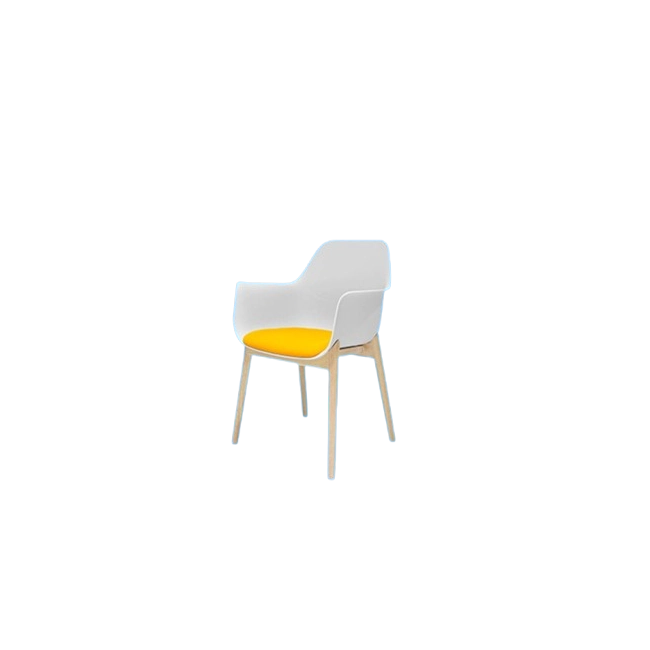 Silla de Espera WRK-KITE-CHAIR-E2 Color Blanco con Asiento Amarillo-1