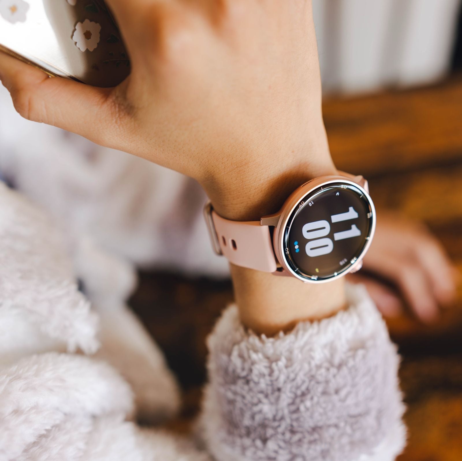 Reloj T8 Rosa + Pulsera velcro celeste-9