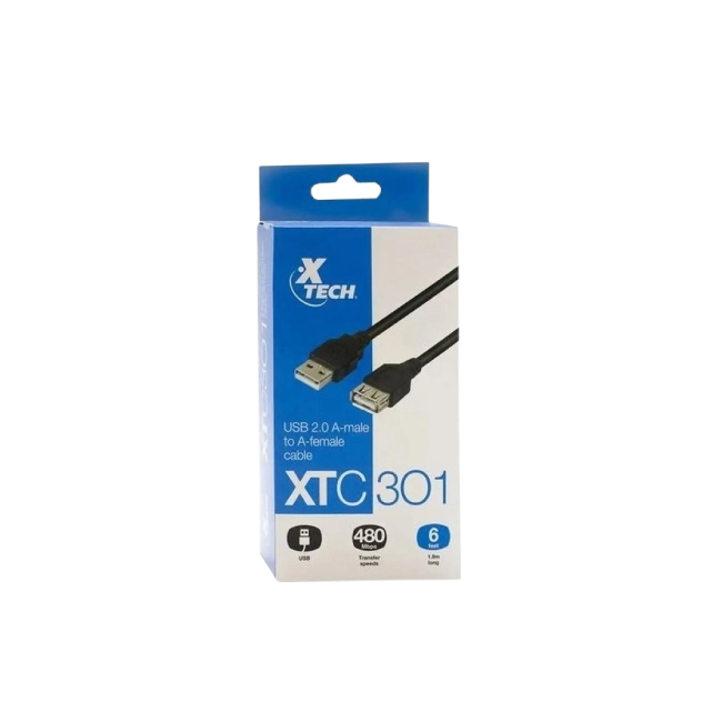 CABLE USB XTC-301 USB 2.0 A-MACHO A A-HEMBRA 6 PIES XTECH-4