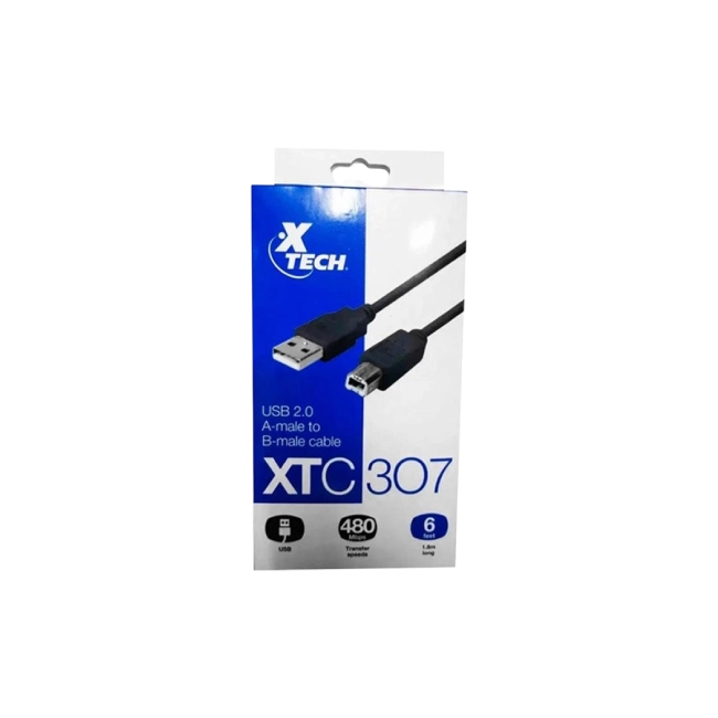 CABLE XTECH XTC-307 PARA IMPRESORA 2.0 A-MACHO A B-MACHO 1.8 METROS-3