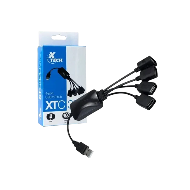 HUB XTC-320 4 PUERTOS USB 2.0 HI-SPEED XTECH-1