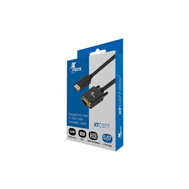 Cable Adaptador Xtech XTC-377 Display Macho a VGA Macho 1080P 1.7 Metros-1