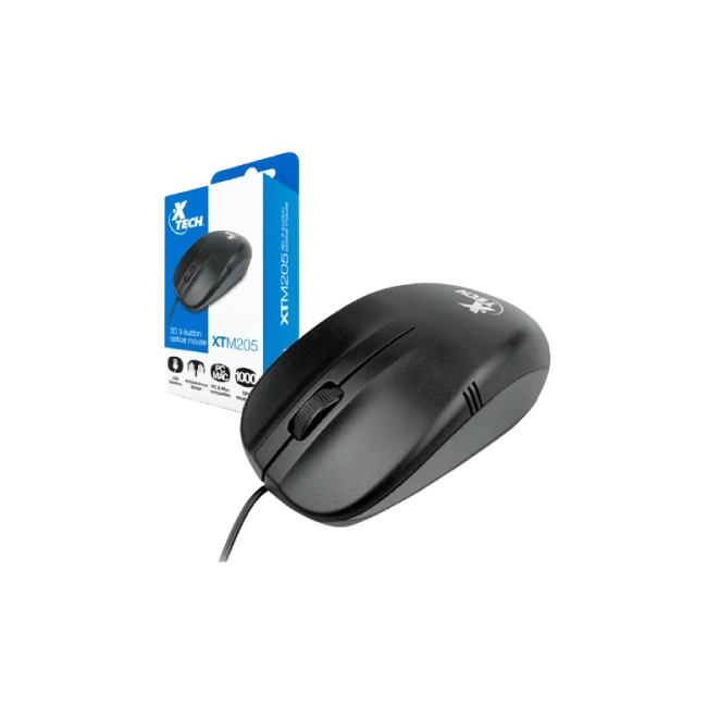 Mouse Xtech XTM-205 Optico 1000DPI USB 3D 3 Botones Color Negro-1