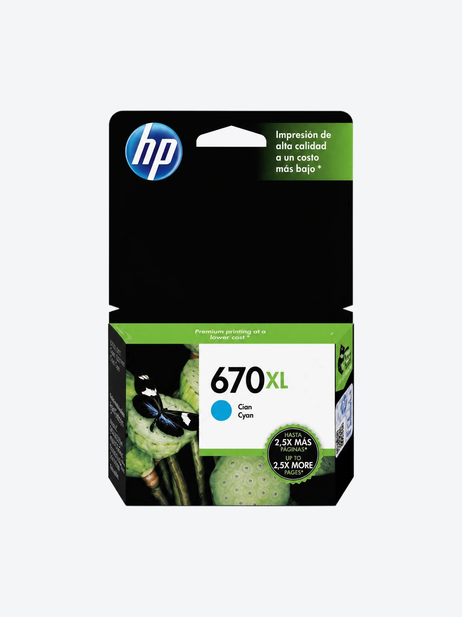 CARTUCHO DE TINTA HP CZ118AL 670XL ALTO RENDIMIENTO 750 PAGINAS COLOR CIAN