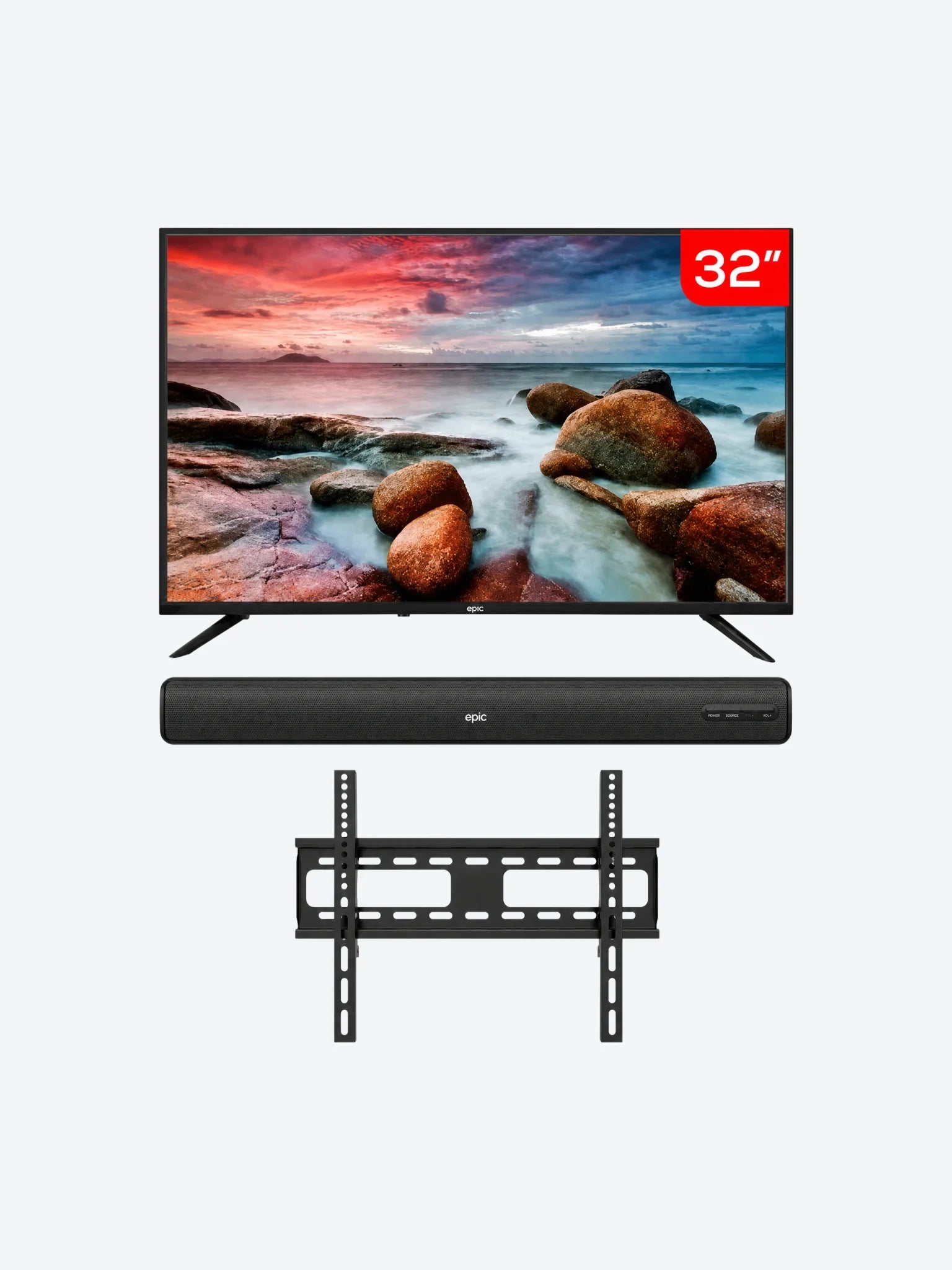COMBO TV 2 - Televisor Epic 32" + Sound Bar KSB-301 + Bracket