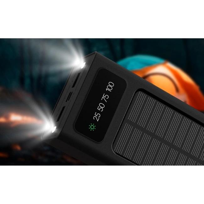 Xtech XPB-300 - Solar Power Bank - 24 pin USB-C / 4 pin USB Type A / 5 pin Micro-USB Type A - 24 pin USB-C / 4 pin USB Type A / 5 pin Micro-USB Type A - Lithium ion polymer - Para Universal - built-in charg cables30,000mAh-8