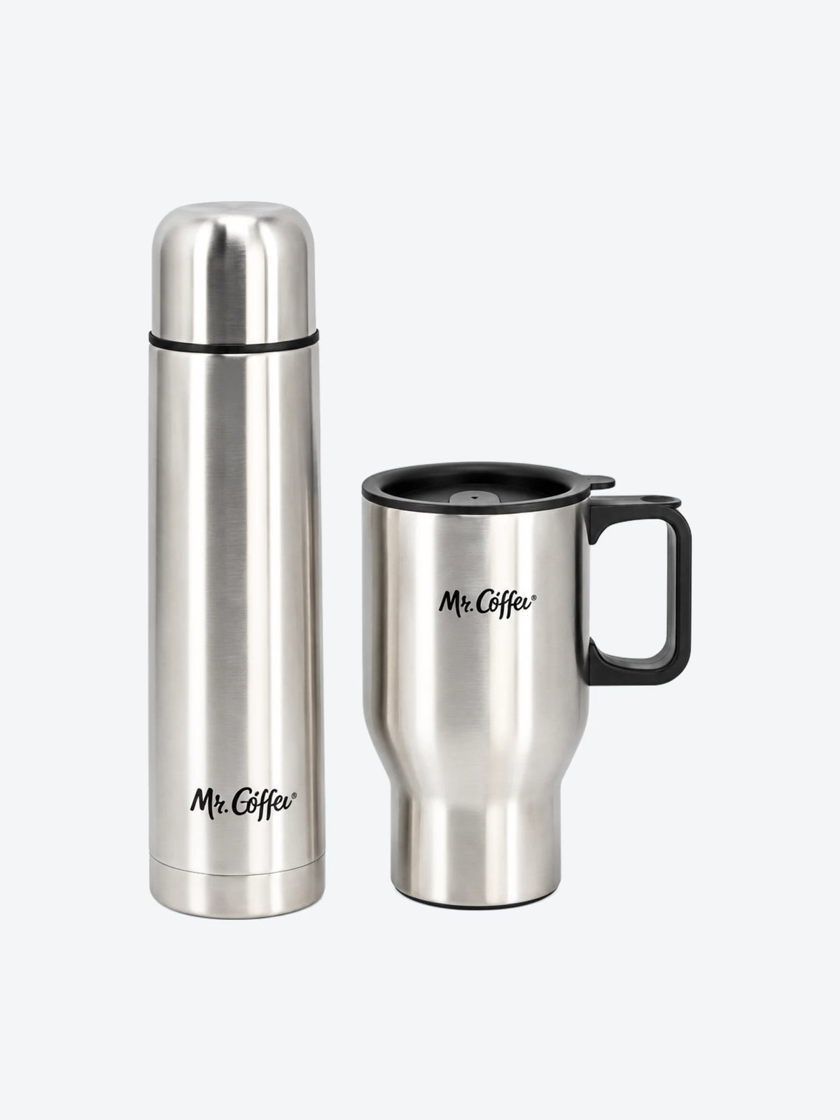 Juego de Botella Trmica 15.5 oz / 458ml y Taza de Viaje 13.5 oz / 399 ml, Color Acero Retencin de calor y fro - Mr Javelin-1