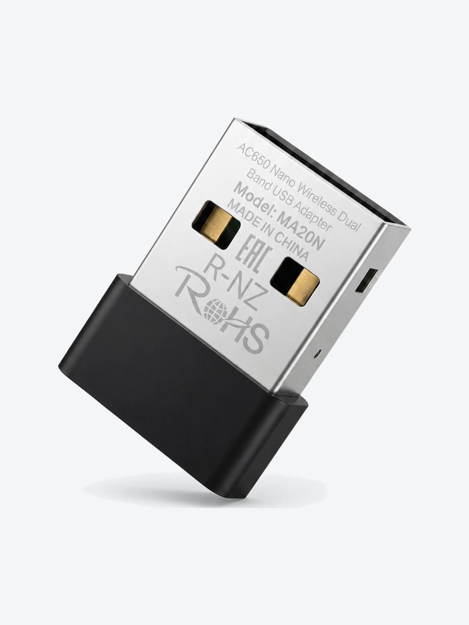 ADAPTADOR DE RED MERCUSYS MA20N(US) DUAL BAND USB 2.0 433 MBPS (5 GHz) + 200  MBPS (2,4 GHz)