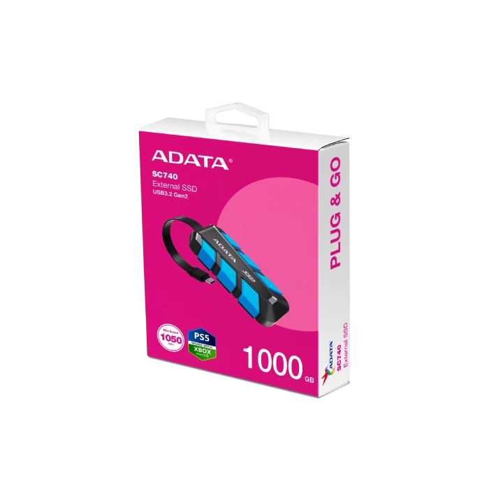 HD SOLIDO EXTERNO 1TB ADATA SC740 USB 3.2 GEN 2 TIPO C 1050 MB/S LECTURA 1000 MB/S ESCRITURA SC740-1000G-CBU-4