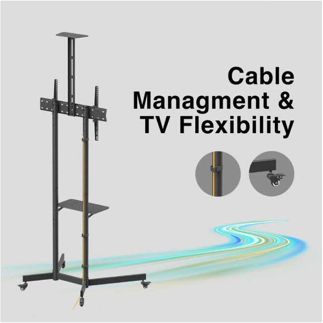 SOPORTE MOVIL ARGOM PARA TV 37" A 70" CON ESTANTES Y SOPORTE PARA CÁMARA-12