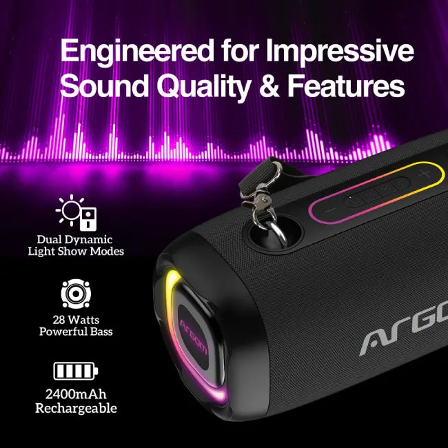 Bocina Argom ARG-SP-3141BK Altavoz Bluetooth Inalambrico Premium Radyon X41 con Luces LED-4