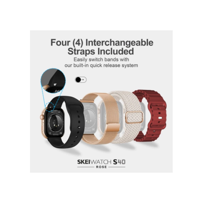 SKEIWATCH ARGOM S40 ROSE GOLD - PANTALLA TFT 2.01", 4 CORREAS, RESISTENCIA IP67-4