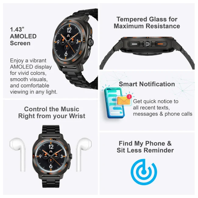 SKEIWATCH ARGOM C62 NEGRO - PANTALLA AMOLED 1.53", 2 CORREAS, RESISTENCIA 1ATM-16