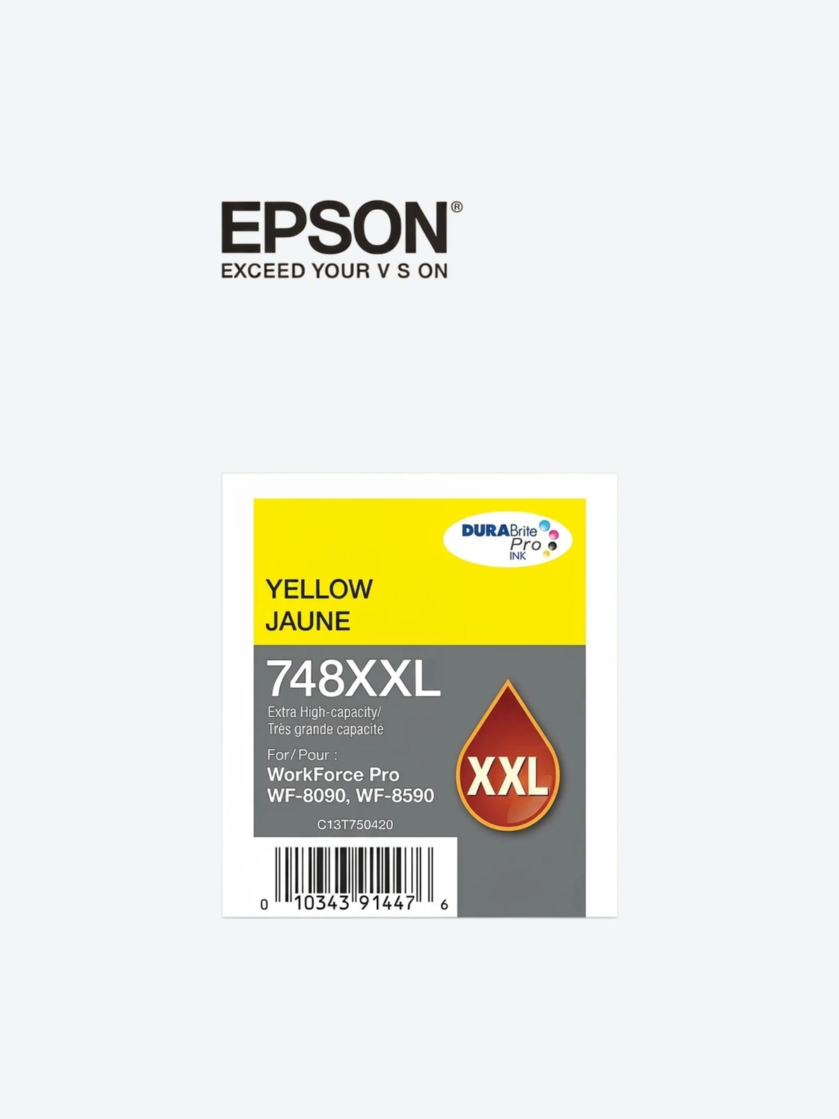 Epson 748XXL - XL - amarillo - original - cartucho de tinta - para WorkForce Pro WF-6090, WF-6590, WF-8090, WF-8090 D3TWC, WF-8590, WF-8590 D3TWFC