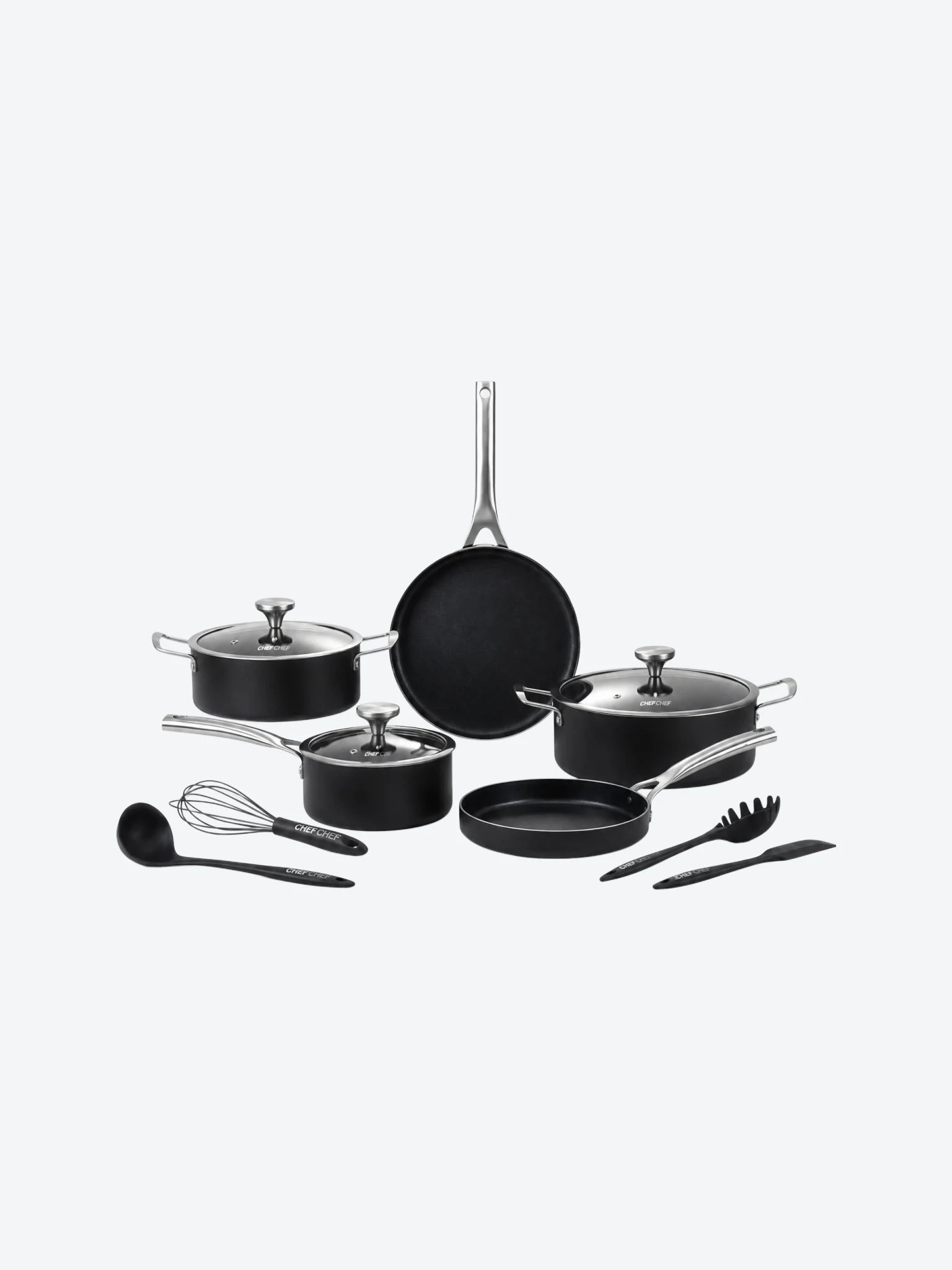 Bateria de Cocina Chef Chef Montana CC0012BTN 12 Piezas Color Negro Mate