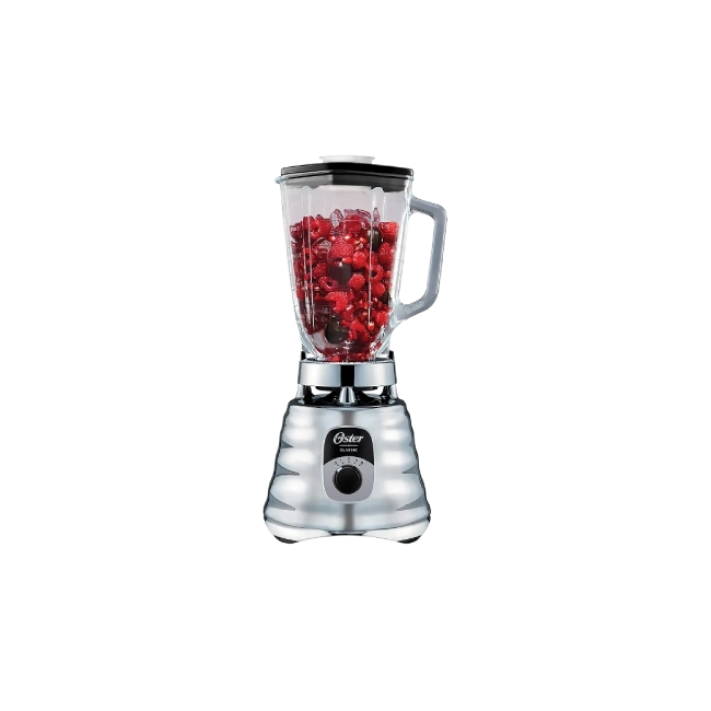 Licuadora Clasica Oster BLST4655-013 Cromada con Perilla Ergonómica de 3 Velocidades Color Negro