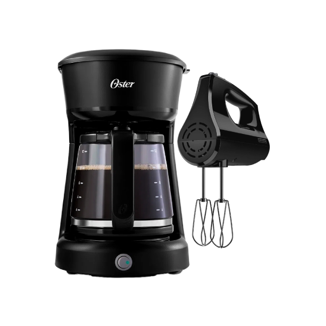 Cafetera Oster BVSTDCS12BN-013 12 Tazas Con Filtro Permanente Color Negro con Batidora Black+Decker MX400B-LA de Mano 250 Watts 5 Velocidades-1
