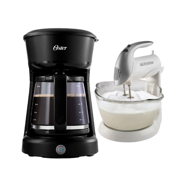 Cafetera Oster BVSTDCS12BN-013 12 Tazas Con Filtro Permanente Color Negro con Batidora Black+Decker MX900 Manual 5 Velocidades 250 Watts Tazon de Vidrio-2