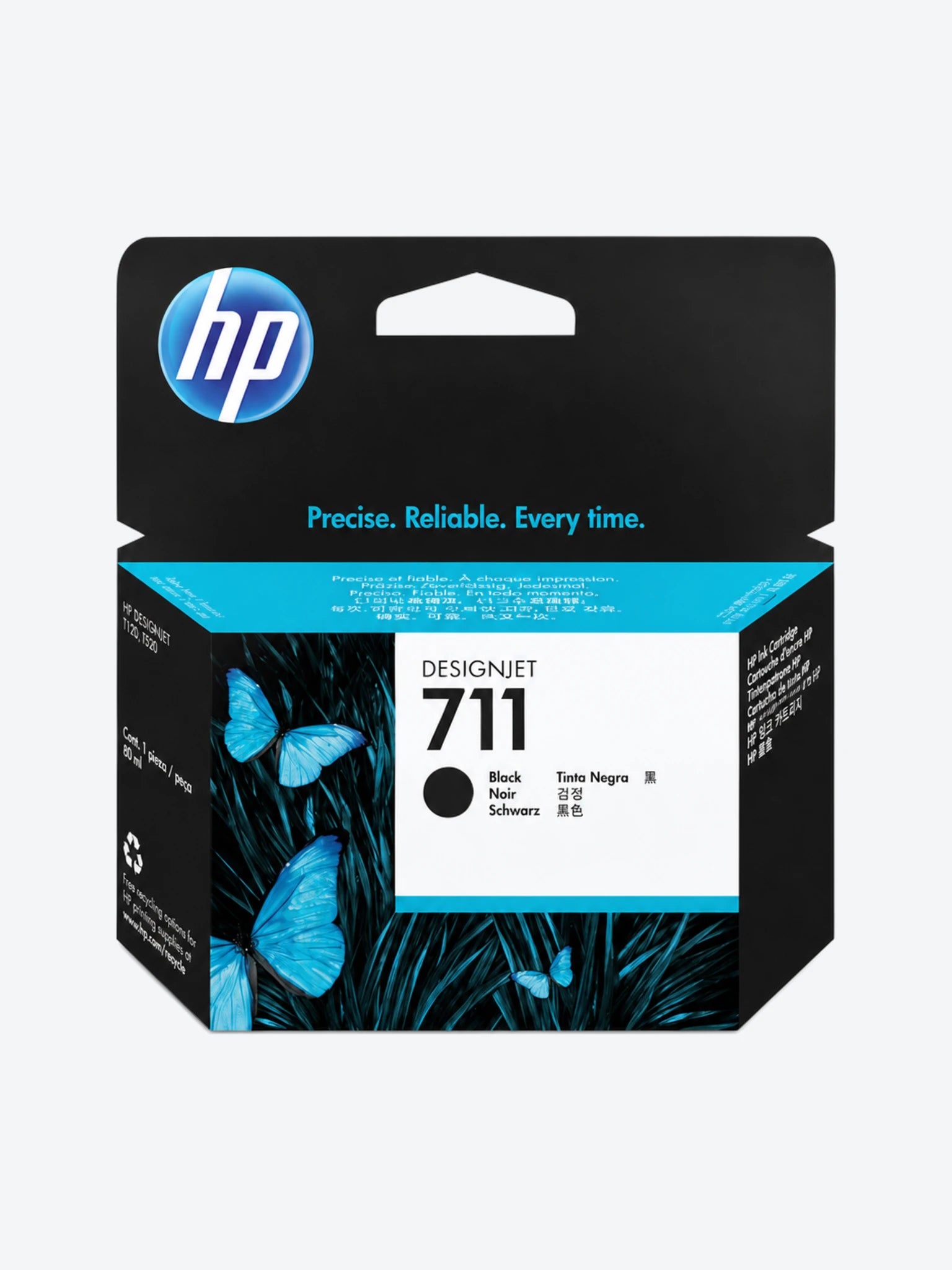 HP 711 - 80 ml - negro - original - cartucho de tinta - para DesignJet T100, T120, T120 ePrinter, T125, T130, T520, T520 ePrinter, T525, T530
