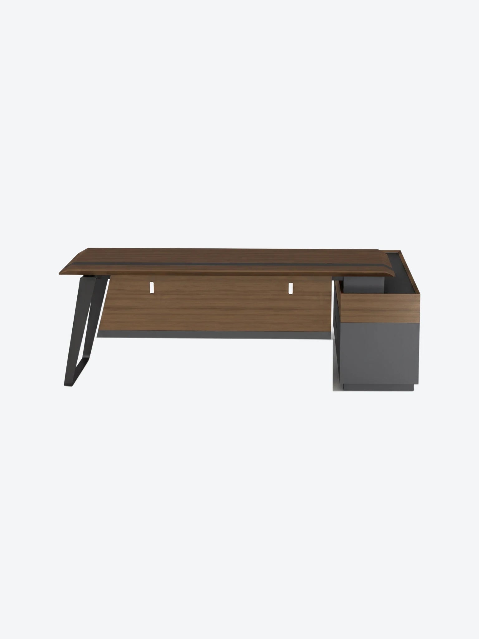Escritorio Ejecutivo Perry Con Gabinete Derecho Color Madera con Negro