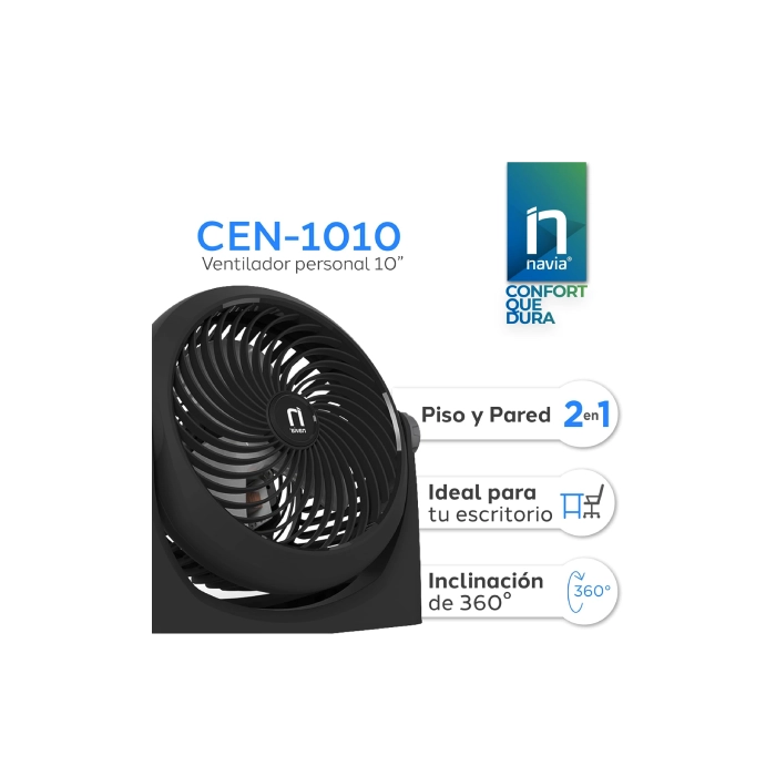 Ventilador Personal Oster 2 en 1 CEN-1010 10"con 3 Velocidades Color Negro-4