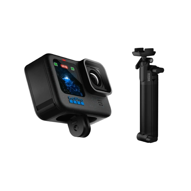 Camara GoPro Hero12 Black 27 MP 5,3K60 Sumergibilidad Hasta 10mts con Mango Ergonomico GoPro 3-WAY 2.0-1