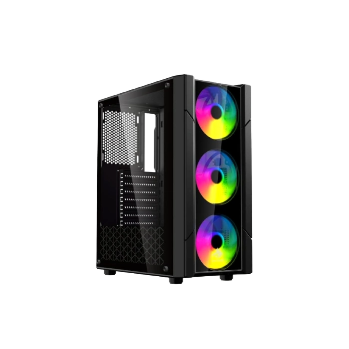 CASE EAGLE WARRIOR CG13ALRA001C TORRE MEDIA CON 3 ABANICOS PANEL DE VIDRIO LATERAL-3