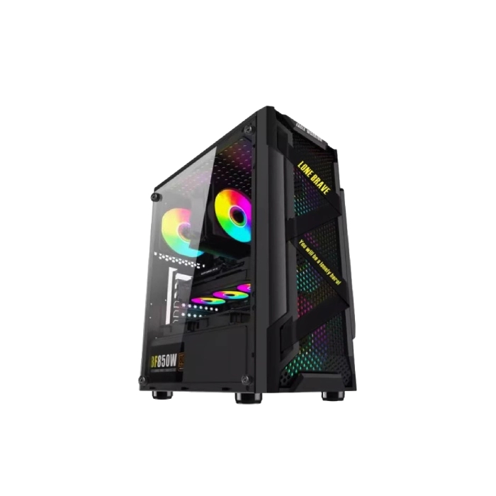 CASE RGB EAGLE WARRIOR CG08Q3RA003C VENTILADORES 3 DE 120MM VIDRIO TEMPLADO Y MALLA CON FUENTE DE PODER FCF2S7W5006C