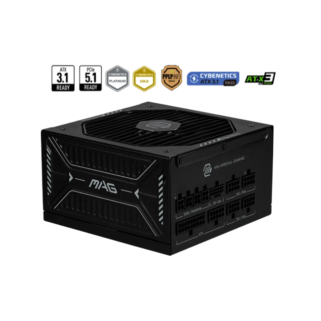 FUENTE DE PODER MSI MAG MAG A1000GLS PCIE5 80 PLUS GOLD FULL MODULAR 306-7ZPIX12-CE0-3