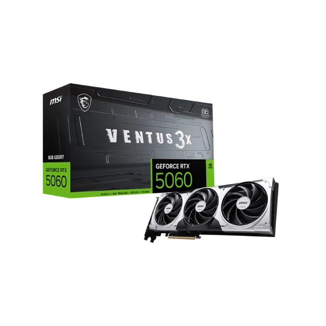 TARJETA DE VIDEO MSI GEFORCE RTX 5060 8G VENTUS 3X OC GDDR7 2535 MHZ 912-V537-035-10
