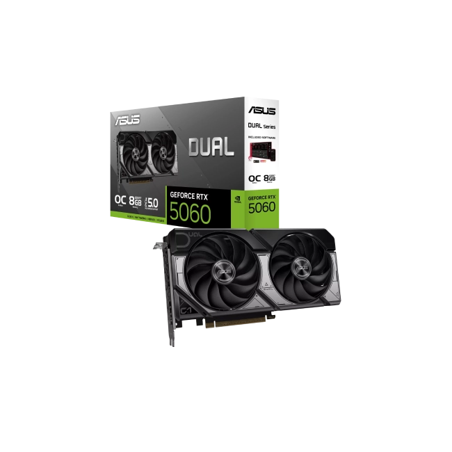 TARJETA DE VIDEO ASUS DUAL-RTX5060-O8G GEFORCE RTX 5060 8GB GDDR7 OC EDITION 2535MHZ 90YV0N12-M0AA00-10