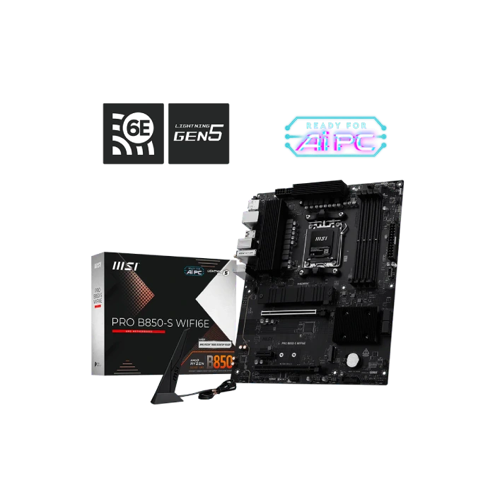 TARJETA MADRE MSI PRO B850-S WIFI6E AM5 ATX DDR5 911-7E80-008 NEGRO