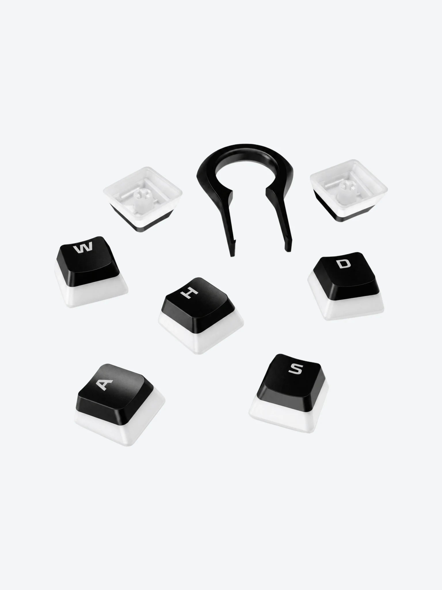 KIT DE TECLAS HYPERX PUDDING ABS KEYCAPS TRASLUCIDO COLOR NEGRO CON BLANCO
