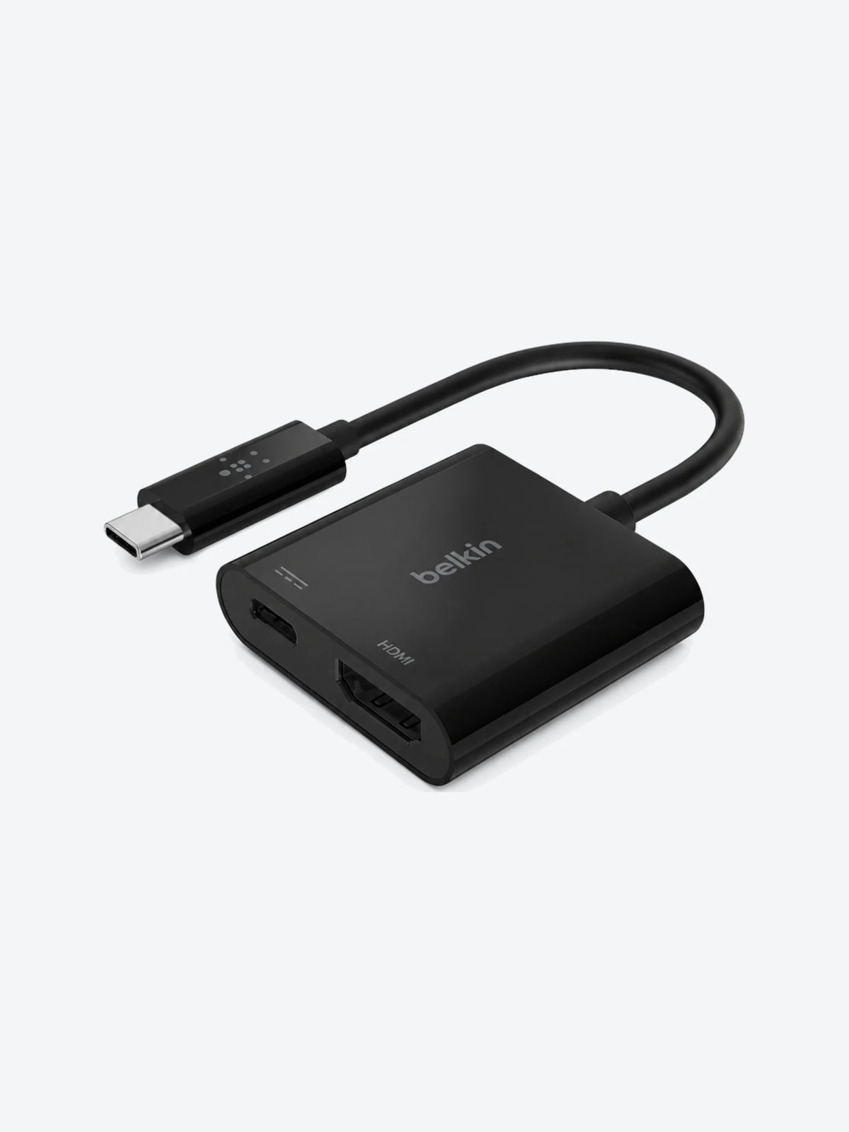 Belkin USB-C to HDMI + Charge Adapter - Adaptador de vídeo - 24 pin USB-C macho a HDMI, USB-C (solo alimentación) hembra - negro - compatibilidad con 4K, USB Power Delivery (60W)