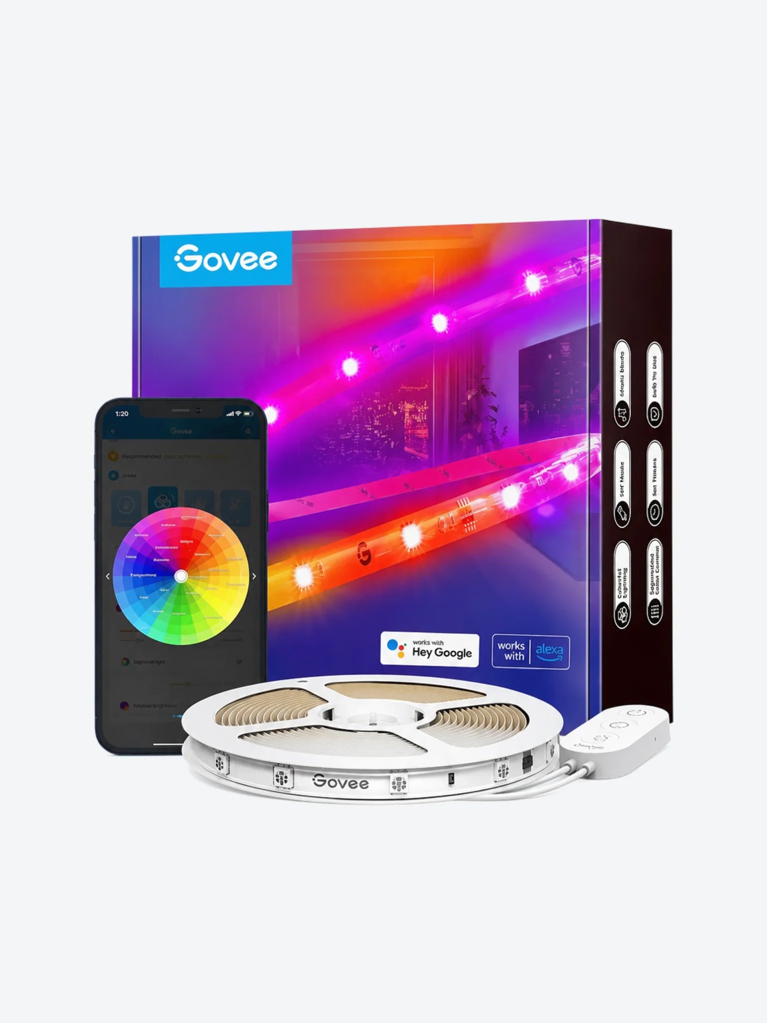 CABLE DE LUCES GOVEE LED RGBIC WIFI + BLUETOOTH LED CON COVERTOR DE PROTECCION 5MTS H619A1D1-OF-LA